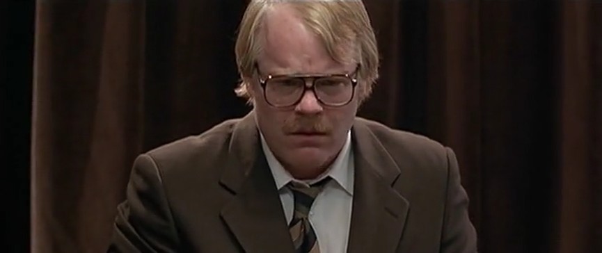 Disheveled Philip Seymour Hoffman, but hey, what else is new